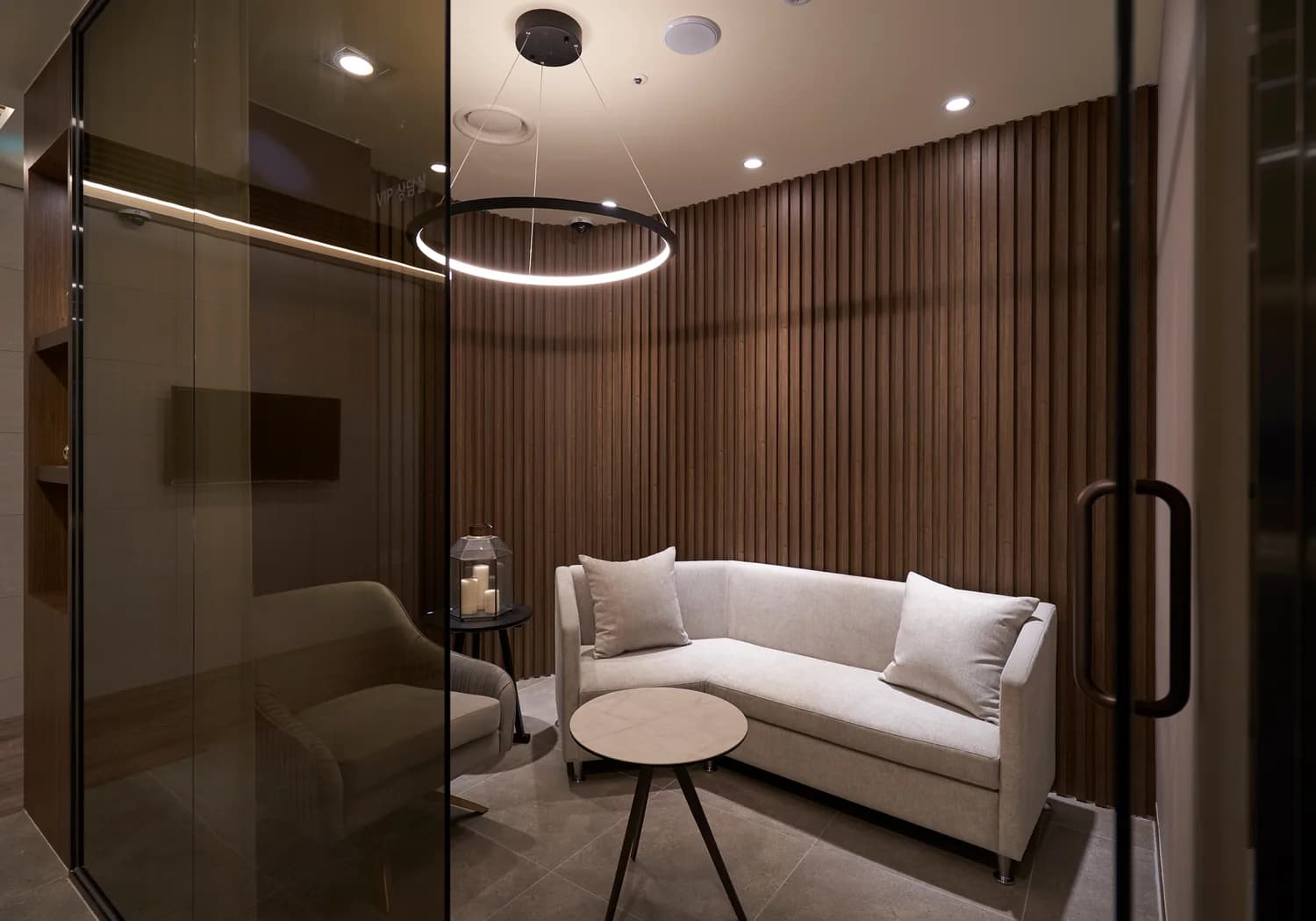 Private consultation lounge inside a Korean aesthetic clinic