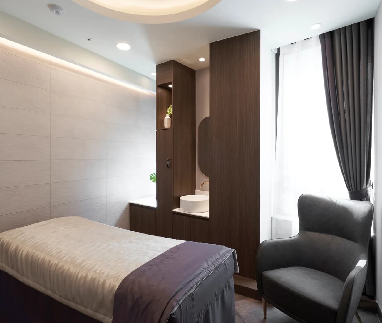 Treatment room used for Korean aesthetic clinic care